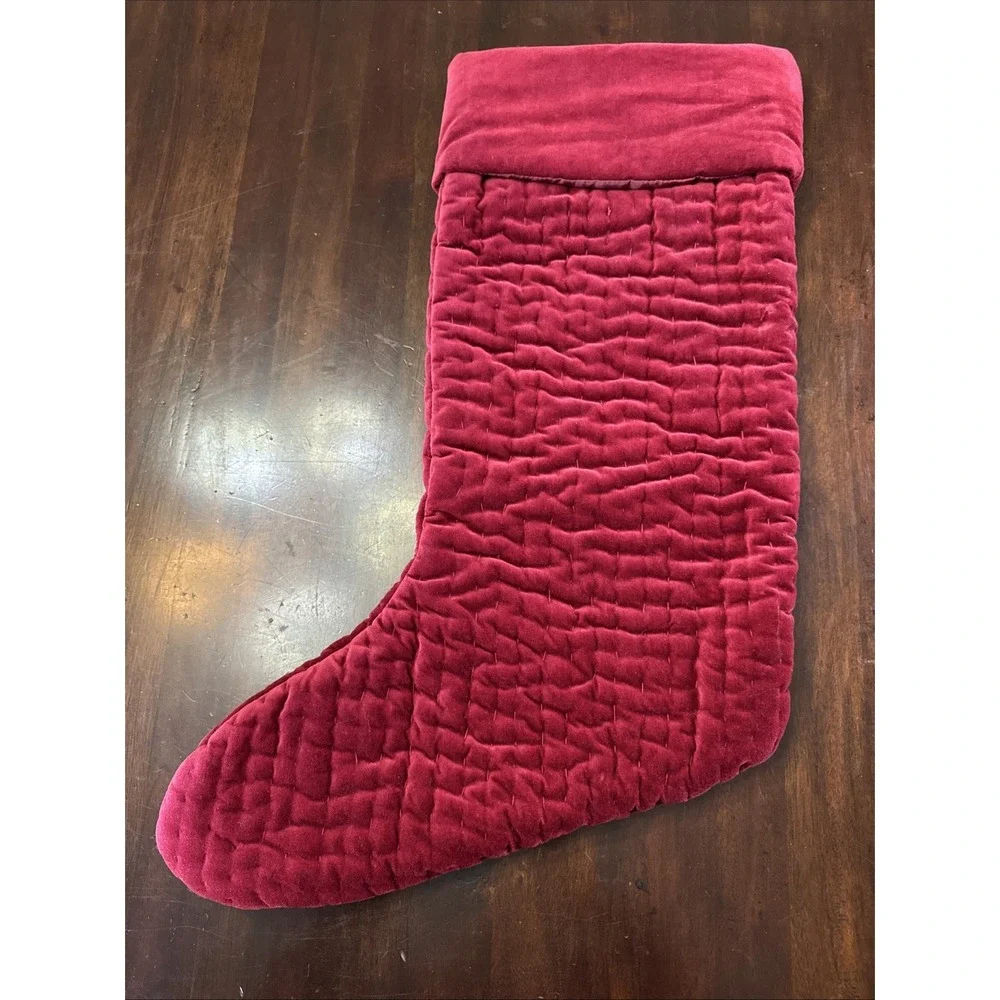 Pottery Barn Kids Teen Christmas‎ Stocking DAISY Monogram Red Velvet Large Read
